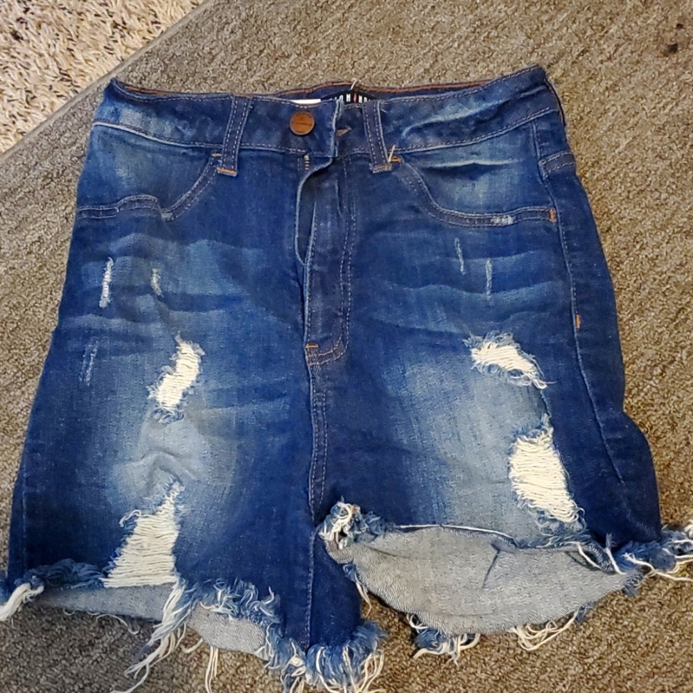 Blue jeans ripped shorts